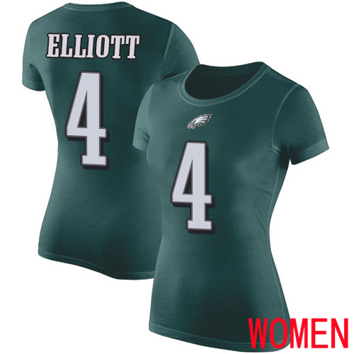 Women Philadelphia Eagles #4 Jake Elliott Green Rush Pride Name and Number NFL T Shirt->nfl t-shirts->Sports Accessory